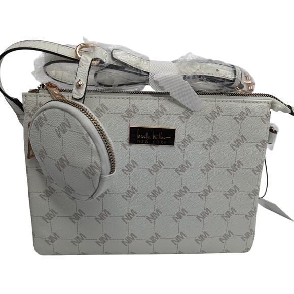 Nicole Miller Cream Crossbody Shoulder Bag With Coin Purse - Picture 3 of 13